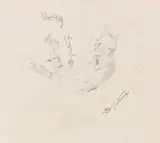 Carl Spitzweg, Der arme Poet, Ca. 1836, Pencil drawing, presumably two mounted pages fr...