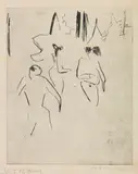 Ernst Ludwig Kirchner, Moritzburger Badende im Gestrüpp, 1910, Drypoint