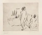 Ernst Ludwig Kirchner, Moritzburger Badende am Schilf, 1910, Drypoint