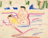 Badende Frauen by Ernst Ludwig Kirchner, Um 1909, Colored chalk drawing, sold Dec 2020