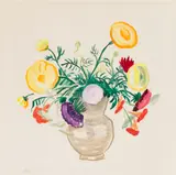 Gabriele Münter, Blumen in grauer Vase (Mischstrauß)