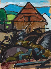Gabriele Münter, Schwaiganger Brand, 1935, Oil on cardboard