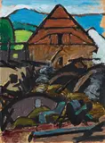 Gabriele Münter, Schwaiganger Brand, 1935, Oil on cardboard