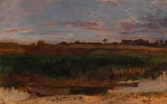Carl Schuch, Schilffeld mit Kahn (Ferch am Schwielowsee), 1881, Oil on canvas