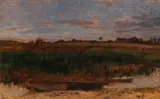 Carl Schuch, Schilffeld mit Kahn (Ferch am Schwielowsee), 1881, Oil on canvas