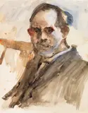 Lovis Corinth, Selbstbildnis, Um 1920, Watercolor and opaque color