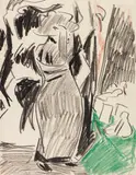 Frau vor dem Spiegel by Ernst Ludwig Kirchner, Um 1910, Color Chalk drawing, sold Dec 2020