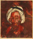 Gelbhaariges Mädchen by Ernst Ludwig Kirchner, 1919, Woodcut in colors, sold Dec 2020