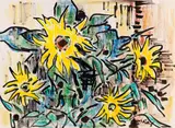Karl Schmidt-Rottluff, Gelber Sonnenhut, Um 1965, Chalk drawing and India ink drawing