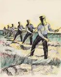 Max Pechstein, Schnitter Reihe, 1927, Colored chalk drawing with India ink
