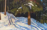 Fritz Overbeck, Tannenwald im Schnee, 1909, Oil on canvas