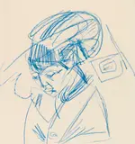 Weiblicher Kopf by Ernst Ludwig Kirchner, 1914, Blue Chalk drawing, sold Dec 2020