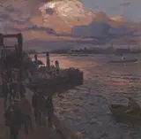 Friedrich Kallmorgen, Hamburger Hafen im Abendlicht