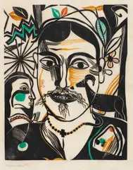 Der Hirt by Heinrich Campendonk, 1920, Woodcut in colors, printed in monotype and part..., sold Dec 2020