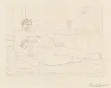 Pablo Picasso, Vieux sculpteur et jeune modèle avec le portrait sculpté du modèle, 1933, Etching