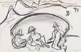 Knaben am See by Ernst Ludwig Kirchner, 1919, Black and blue Chalk drawing, sold Dec 2020