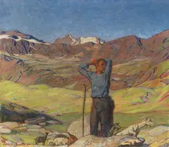 Erich Erler, Juni-Morgen (Ziegenhirte im Engadin), Um 1900, Oil on canvas