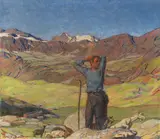Erich Erler, Juni-Morgen (Ziegenhirte im Engadin), Um 1900, Oil on canvas