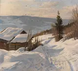 Sonniger Wintertag in Norwegen by Peder (Peder Mørk Mønsted) Mönsted, 1919, Oil on canvas, sold Dec 2020