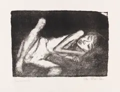 Mädchen auf der Liege (3) by Otto Mueller, 1919, Lithograph, sold Dec 2020