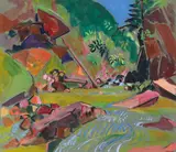 Oskar Moll, Waldbach mit Felsen