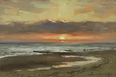 Sonnenuntergang auf Borkum by Carl Wuttke, 1892, Oil on panel, sold Dec 2020