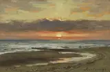 Carl Wuttke, Sonnenuntergang auf Borkum, 1892, Oil on panel