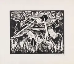 Max Pechstein, Der Abend, 1919, Woodcut