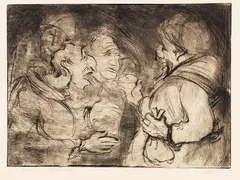 Rolf Nesch, Vier Orientalen beim Handeln, 1922, Drypoint