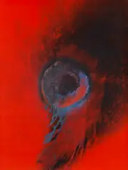 Otto Piene, Blue Vortex, 1966/ 1974, Mixed media. Oil, traces of fire and smoke on c...