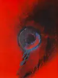 Otto Piene, Blue Vortex, 1966/ 1974, Mixed media. Oil, traces of fire and smoke on c...