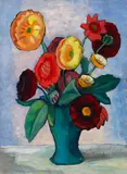 Gabriele Münter, Dahlien, Oil on cardboard