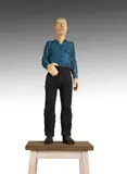 Mann mit blauem Hemd by Stephan Balkenhol, 2003, Wooden sculpture. Wawa wood, partly with colors, sold Dec 2020