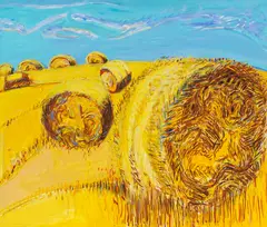 Norbert Tadeusz, Strohrolle, noch'n Hubbelrath, 1990, Oil on canvas