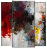 Heinz Kreutz, Rotes Triptychon (Wandlung), 1958, Mixed media. Resin oil on canvas