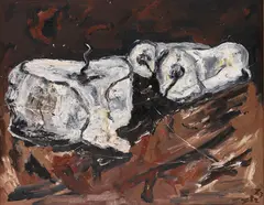 Werner Büttner, Ohne Titel (Stillleben mit Kerzenstummeln), 1983, Oil on canvas