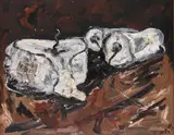 Werner Büttner, Ohne Titel (Stillleben mit Kerzenstummeln), 1983, Oil on canvas