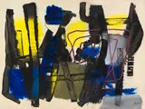 Fritz Winter, Gelb und Blau, 1954, Oil on paper on canvas