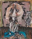 Markus Lüpertz, Mann + Eule II, 1996, Oil on canvas