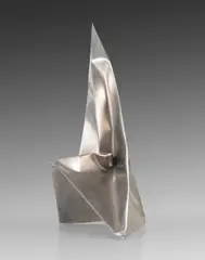 Ewerdt Hilgemann, Imploded Pyramid, 1994, stainless steel, brushed