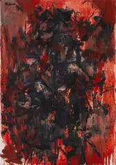 Hans Platschek, Roter Hahn, 1959, Oil on canvas