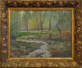 Otakar Lebeda, Landscape with the Brook, oil on canvas