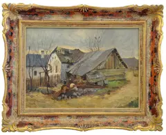 Outbuilding by Zdenka Braunerová, oil on board, sold Apr 2010