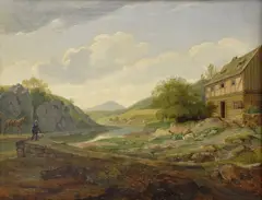 Antonín Mánes, The Landscape With River And Building, 1824, oil on canvas