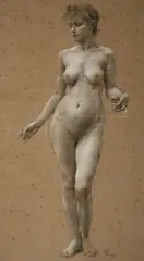 Vojtěch Hynais, Nude, 1890, pencil and chalk drawing on paper