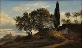 Alois Kirnig, Landscape with Cypress, 1876, oil on canvas