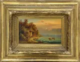 Hugo Ullik, On The Lake, oil on wood