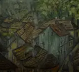 Alén Diviš, Na Novém světě, olej na plátně