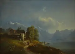 Hugo Ullik, Mlýn v horách, 1875, olej na plátně