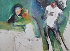 Antonín Procházka, By the table, oil on canvas